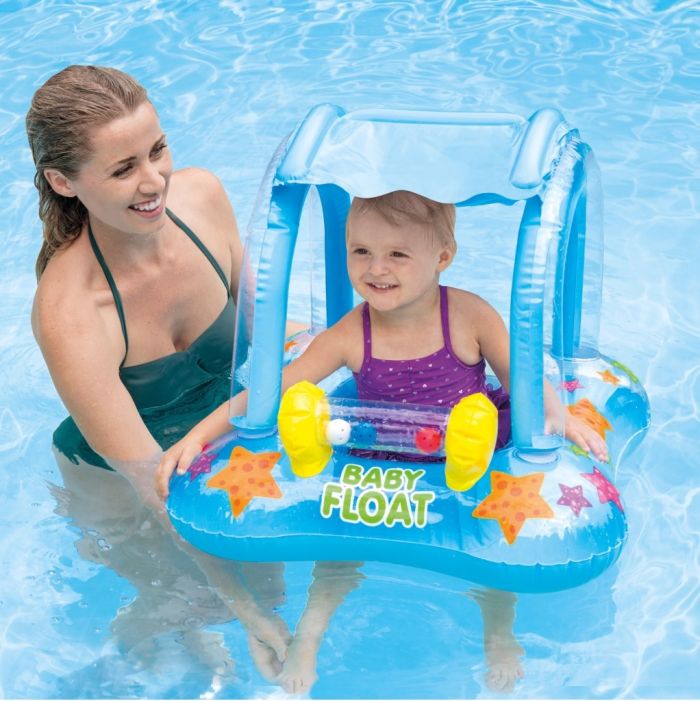 Надувные водные ходунки 81х66см "Baby Float" с тентом, до 15кг, 1-2 лет