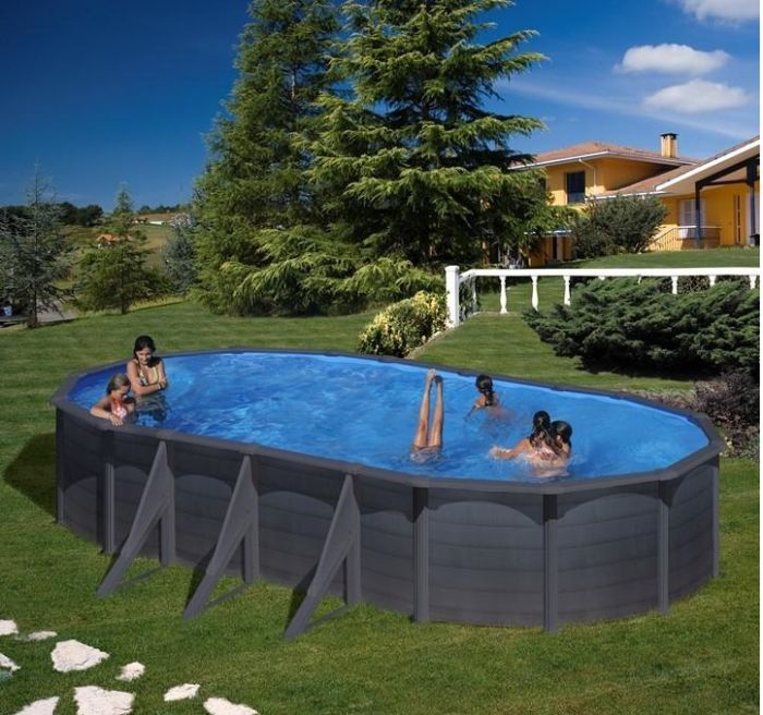 Овальный бассейн, серия "GRANADA" 730x375x132см, имитация Графит
