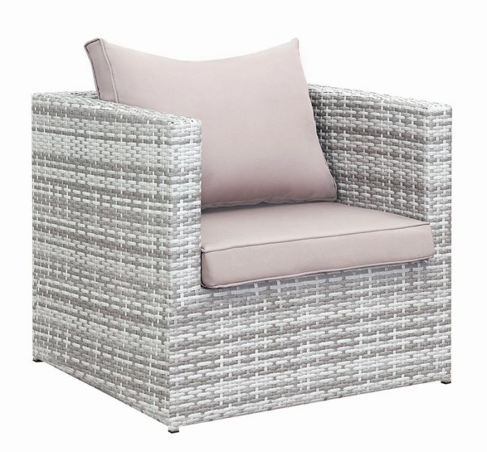 Кресло из искусственного ротанга Лаунж (Lounge) (цвет: серый) (серая подушка)