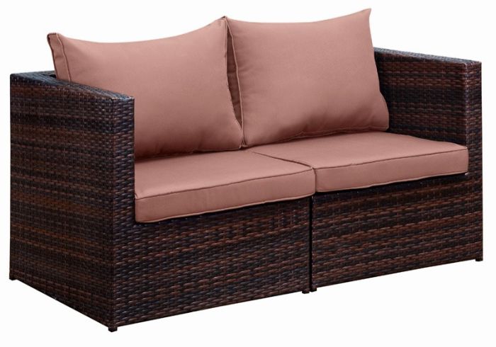 2-х местный диван из искусственного ротанга Лаунж (Lounge) (цвет: шоколад) (коричневая подушка)