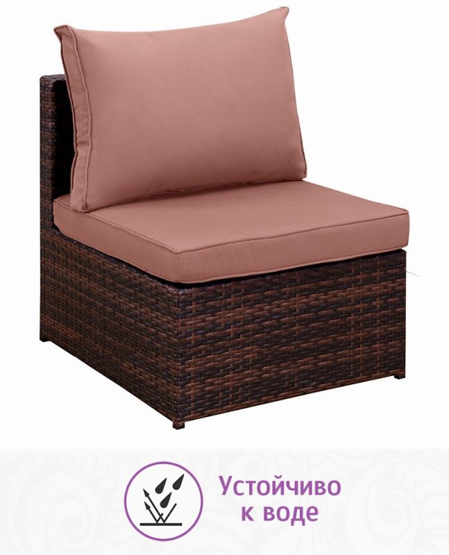 Комплект мебели из искусственного ротанга Лаунж-7 (цвет: шоколад) с коричневыми подушками