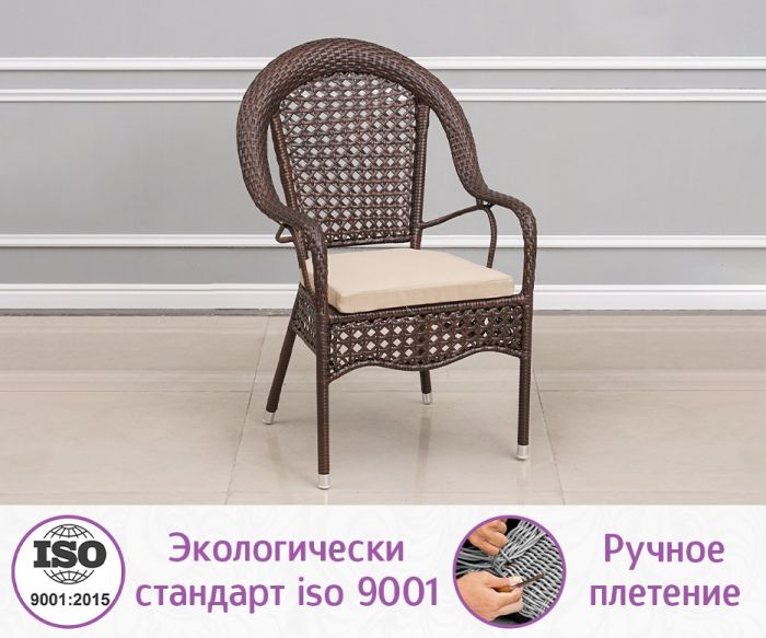 Обеденная группа из искусственного ротанга Шампань-6 (цвет: шоколад)