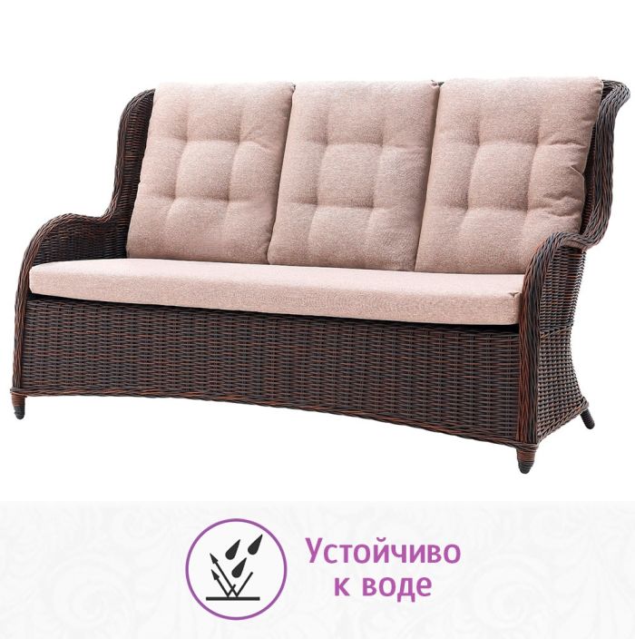 Комплект мебели для обеда и отдыха из искусств. ротанга Оксфорд-7 (цвет: кофе) (подушки: лен)