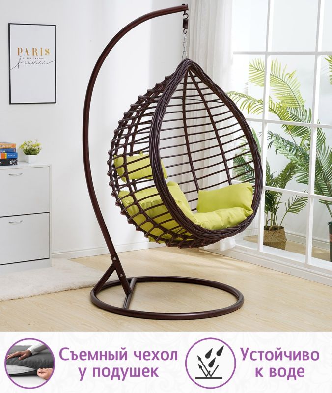Подвесное кресло качели плетёное Глория 95 х 110 (цвет: шоколад)