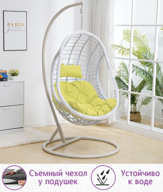 Подвесное кресло качели плетёное Лунар 88 х 115 (цвет: белый)