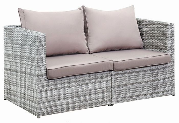 2-х местный диван из искусственного ротанга Лаунж (Lounge) (цвет: серый) (серая подушка)