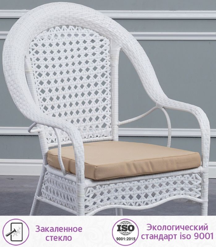Обеденная группа из искусственного ротанга Шампань-4 (цвет: белый)