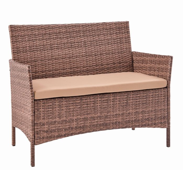 2-х местный диван из искусственного ротанга Киото диван-2 (Kioto sofa-2) (цвет: капучино) (бежевая подушка)