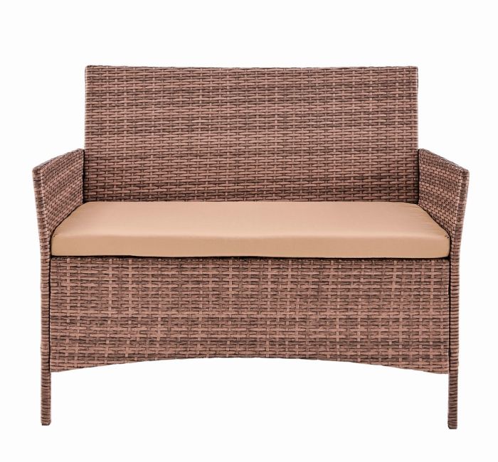 2-х местный диван из искусственного ротанга Киото диван-2 (Kioto sofa-2) (цвет: капучино) (бежевая подушка)
