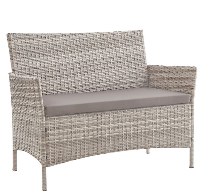 2-х местный диван из искусственного ротанга Киото диван-2 (Kioto sofa-2) (цвет: серый) (серая подушка)
