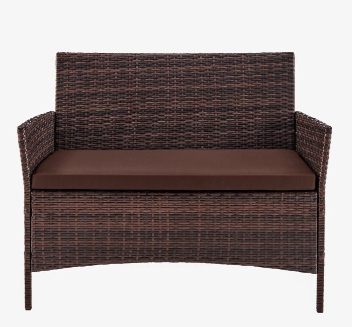 2-х местный диван из искусственного ротанга Киото диван-2 (Kioto sofa-2) (цвет: шоколад) (коричневая подушка)
