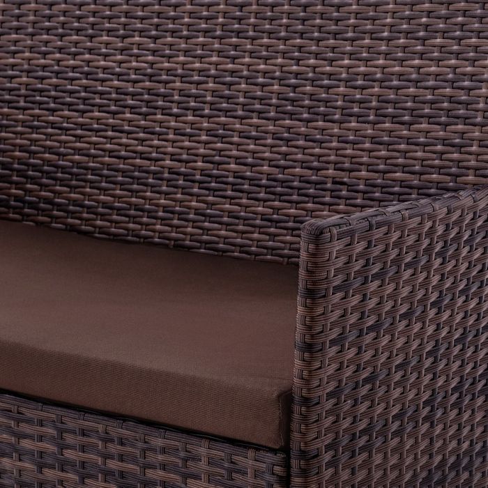 2-х местный диван из искусственного ротанга Киото диван-2 (Kioto sofa-2) (цвет: шоколад) (коричневая подушка)
