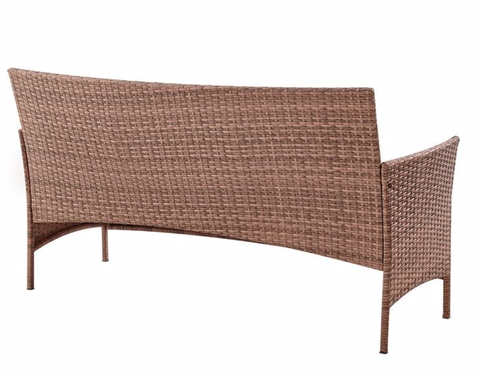 3-х местный диван из искусственного ротанга Киото диван-3 (Kioto sofa-3) (цвет: капучино) (бежевая подушка)