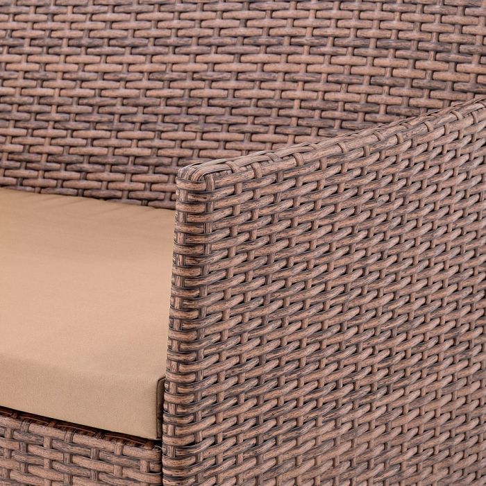 Кресло из искусственного ротанга Киото (Kioto armchair) (цвет: капучино) (бежевая подушка)