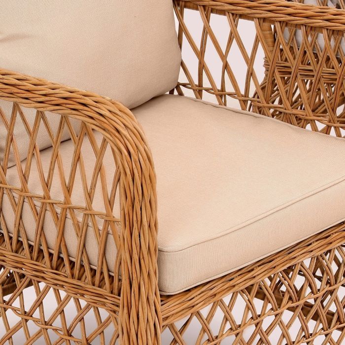 Кресло из искусственного ротанга Мелия (Melia armchair) (цвет: карамель) (бежевая подушка)