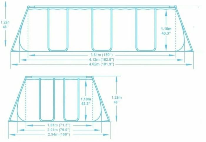 Каркасный бассейн Power Steel 412х201х122см, 8124л, фил.-насос 2006л/ч, лестница, Bestway, 56456 BW