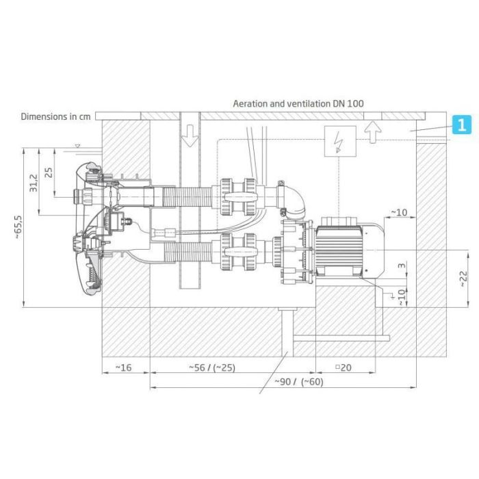 Противоток BADUJET Vogue, 54 м3/ч, с белым прож. LED, 1~ 230 В, 2,89/2,20 кВт (ОСН. К-Т)