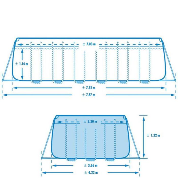 Каркасный бассейн Ultra Frame 732x366x132см, 31805л, песочный фил.-насос, лестница, тент, подстилка, Intex, 28362