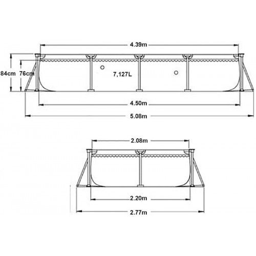 Каркасный прямоугольный бассейн 450х220х84см, 7127л, Intex, 28273