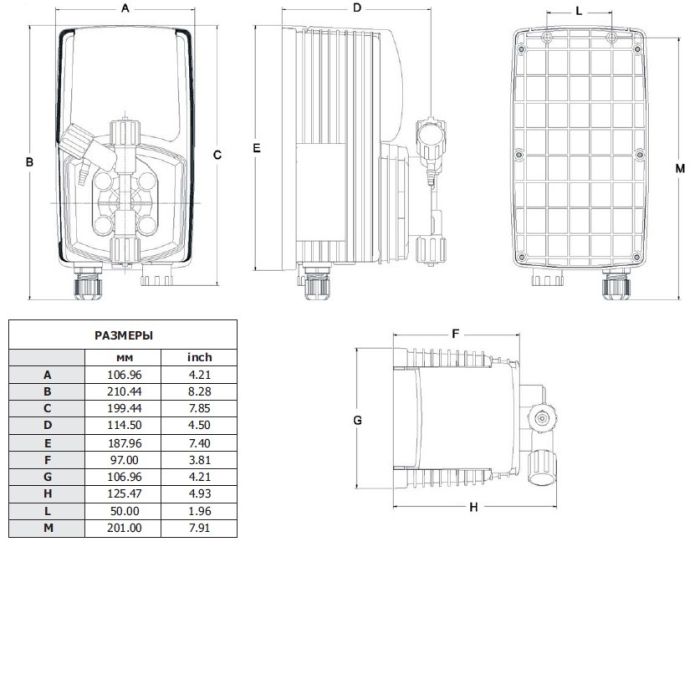 Дозирующий насос Emec Cl/Ph 8 л/ч c авто-регулировкой (VMSPO0408FP)