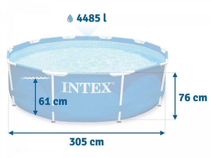 Каркасный бассейн Metal Frame 305х76см, 4485л, фил.-насос 1250л/ч, Intex, 28202