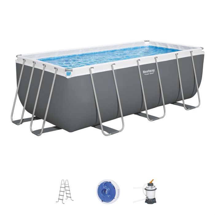 Каркасный бассейн Power Steel 412х201х122см, 8124л, песч.фил.-нас. 3028л/ч, лестница, Bestway, 56457 BW