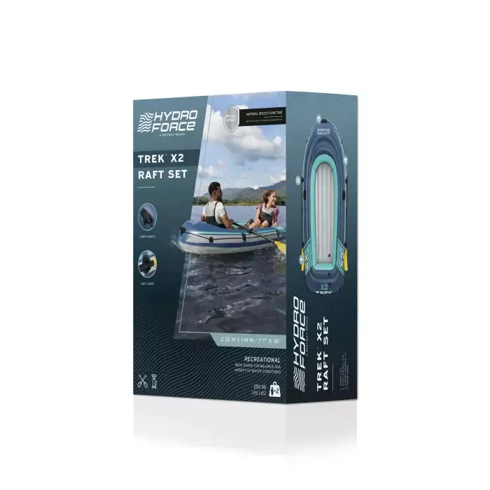 Надувная лодка "Trek X2 Raft Set" 232х118см, вёсла 62015, насос 62002, до 250кг