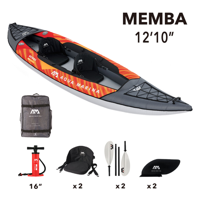Надувная байдарка "Memba-390" 390x90см, весла, сиденья, киль, сумка, до 180кг