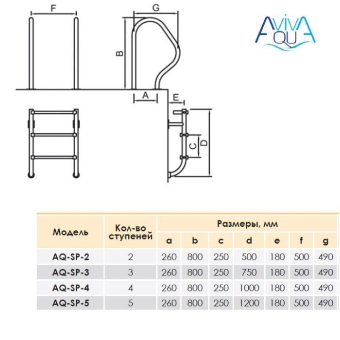 Лестница Aquaviva SP-515 (5 ступ.) из 2-х элементов