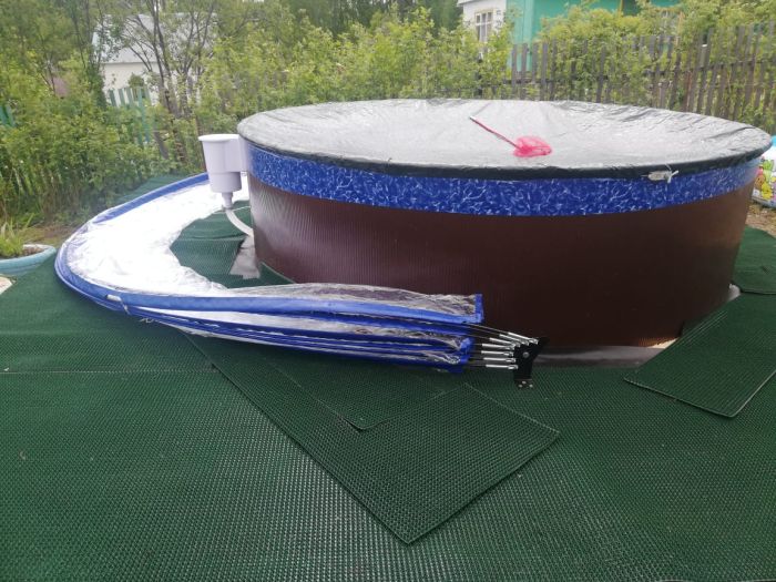 Круглый купольный тент павильон Pool Tent 5,0м для бассейнов и СПА, серый