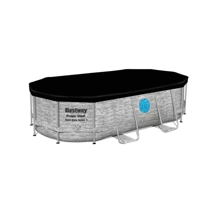Каркасный бассейн Power Steel 427х250х100см "Ротанг" 7250л, фил.-нас. 2006л/ч, лестн, тент, Bestway, 56714 BW