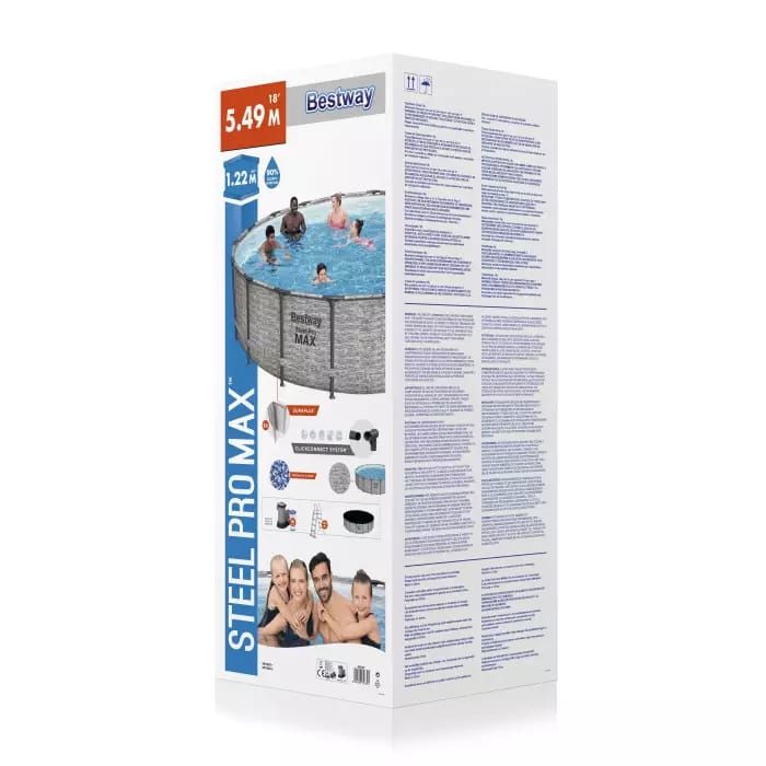 Каркасный бассейн Steel Pro MAX 549х122см, 23062л, фил.-насос 5678л/ч, лестница, тент, Bestway, 5618Y BW