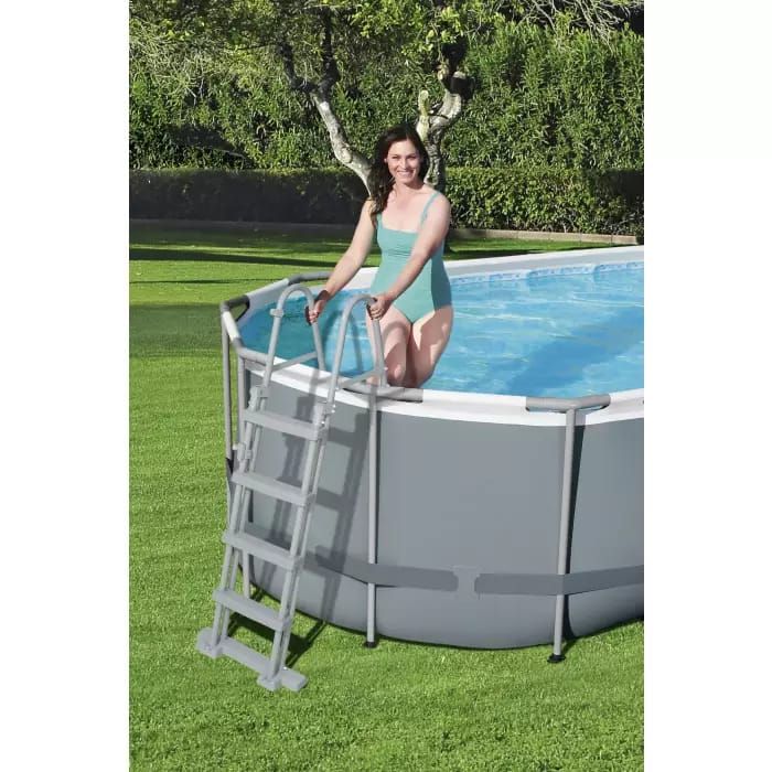 Каркасный бассейн Power Steel 549х274х122см, 13430л, фил.-насос 5678л/ч, лестница, тент, попл.-доз., Bestway, 56710 BW