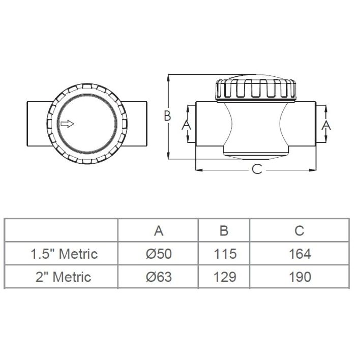 Обратный клапан Aquaviva V40-1 (E) 50 мм