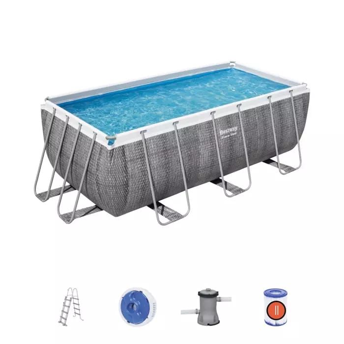 Каркасный бассейн Power Steel 412х201х122см, 8124л, фил.-насос 2006л/ч, лестница, попл.-дозатор, Bestway, 56722 BW