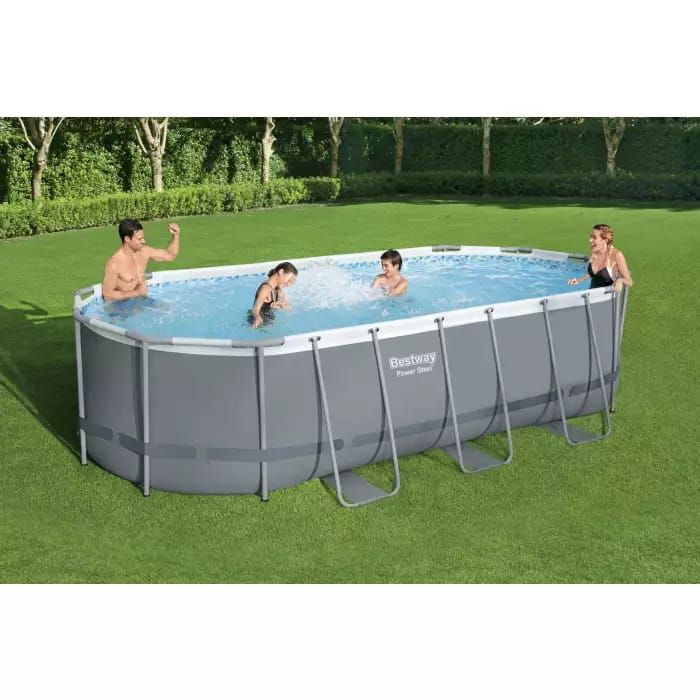 Каркасный бассейн Power Steel 549х274х122см, 13430л, фил.-насос 5678л/ч, лестница, тент, попл.-доз., Bestway, 56710 BW