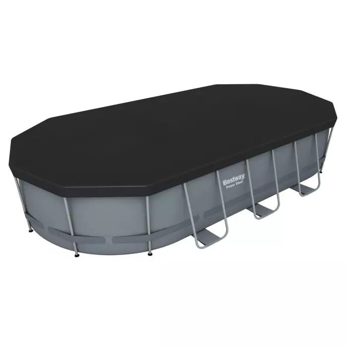 Каркасный бассейн Power Steel 549х274х122см, 13430л, фил.-насос 5678л/ч, лестница, тент, попл.-доз., Bestway, 56710 BW