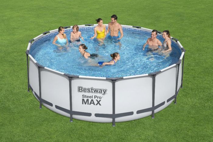 Каркасный бассейн Steel Pro Max 457х122см, 16015л, фил.-насос 3028л/ч, лестница, тент, Bestway, 56438 BW