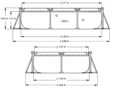 Каркасный прямоугольный бассейн 220х150х60см, 1662л, Intex, 28270