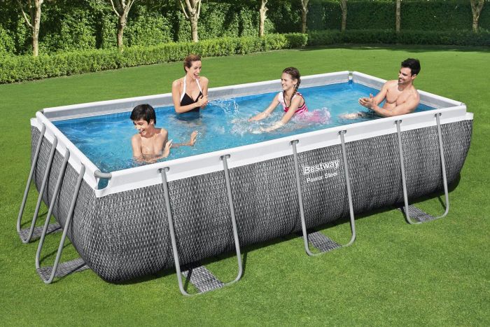 Каркасный бассейн Power Steel 404х201х100см, 6478л, фил.-насос 2006л/ч, лестница, попл.-дозатор, Bestway, 56721 BW