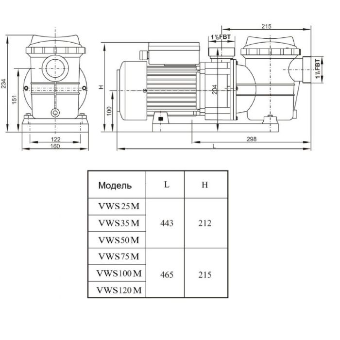 Насос AquaViva LX STP35M/VWS35M 5 м3/ч (0,35 HP, 220В)