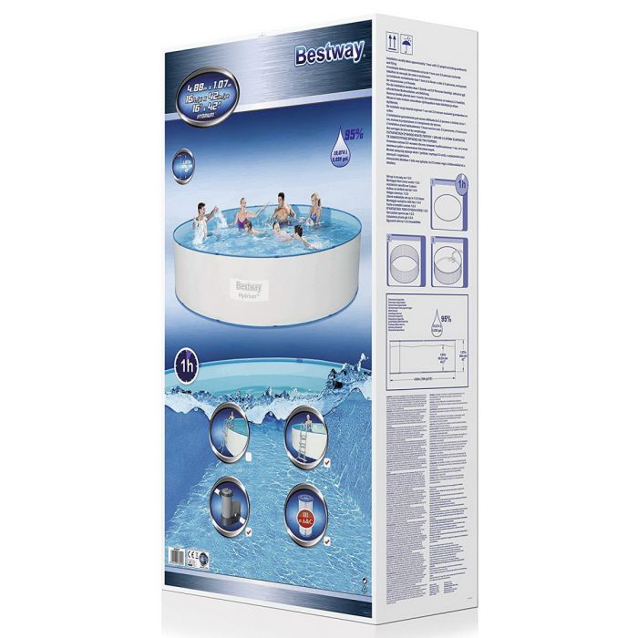 Каркасный бассейн Hydrium Splasher 488х107см, фильтр-насос, лестница, Bestway, 56607 BW