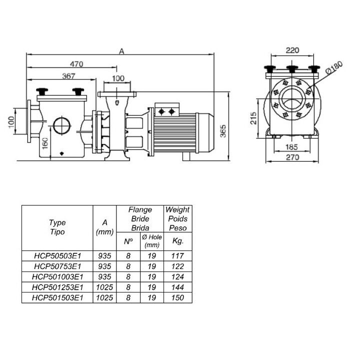 Насос Hayward HCP501253E17 (380В, 135 м3/час, 12.5HP)