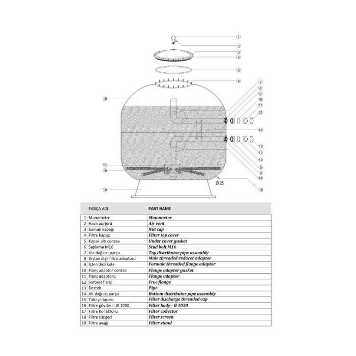 Фильтр AquaViva M2000 (157m3/h, 2000mm, 4950kg, 160mm)