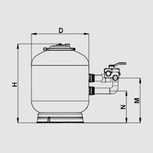 Фильтр песчаный OEM-P SALZBURG, d=600 мм, с 6-поз. клапаном Praher 1 1/2" и манометром