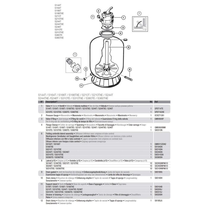 Фильтр песочный 6м3/ч Hayward ProTop c вверх.подк
