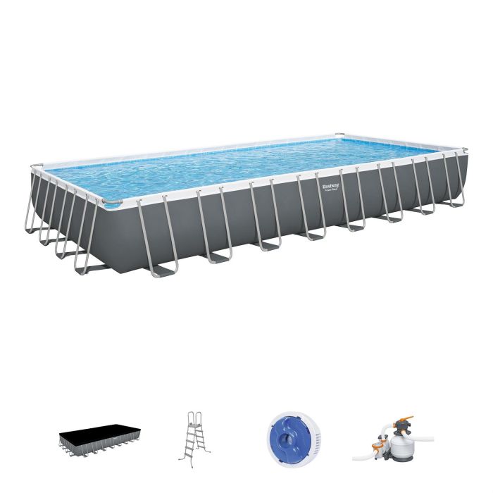Каркасный бассейн Power Steel 956х488х132см, 52231л, песч.фил.-нас. 8327л/ч, лестн., тент, попл.-доз, Bestway, 56623 BW