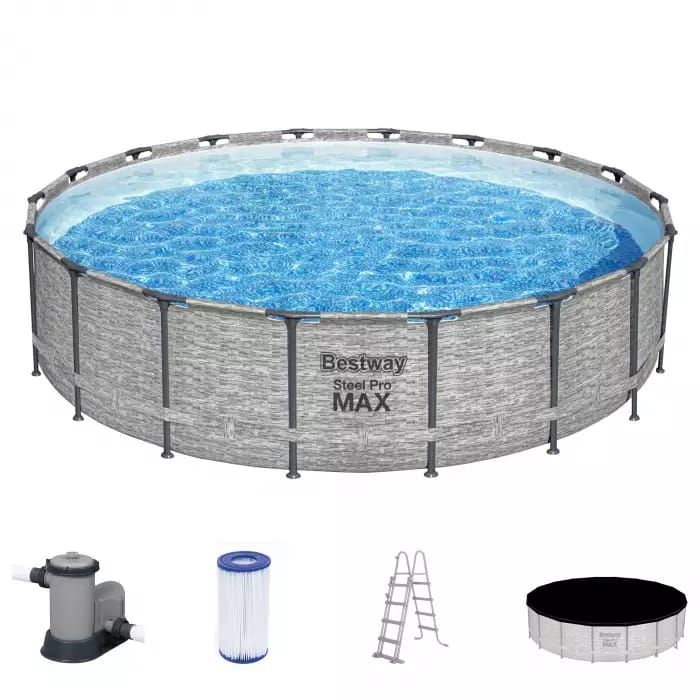 Каркасный бассейн Steel Pro MAX 549х122см, 23062л, фил.-насос 5678л/ч, лестница, тент, Bestway, 5618Y BW