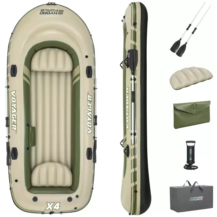 Надувная лодка "Voyager X4 Raft" 350х145см, вёсла 62064, насос 62003, до 480кг