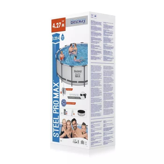 Каркасный бассейн Steel Pro Max 427х122см, 15232л, фил.-насос 3028л/ч, лестница, тент, Bestway, 5612X BW